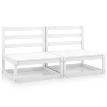 Garden Middle Sofas 2 pcs - White Solid Wood Pine | HipoMarket