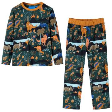 Kids' Dark Green Pyjamas with Long Sleeves - Size 116