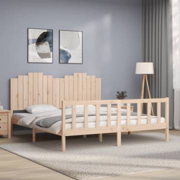 Super King Bed Frame with Headboard - Solid Pinewood 180x200 cm