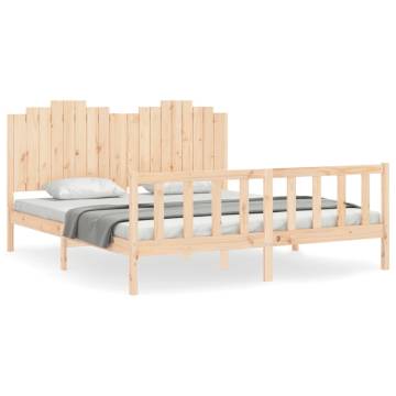 Super King Bed Frame with Headboard - Solid Pinewood 180x200 cm