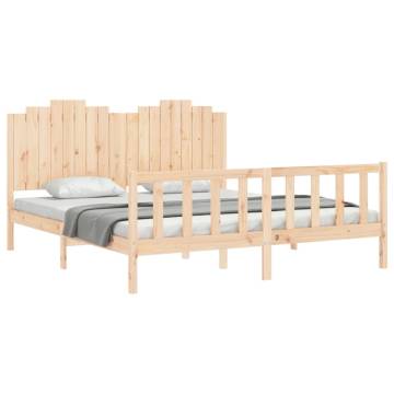 Super King Bed Frame with Headboard - Solid Pinewood 180x200 cm