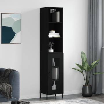 Highboard Black 34.5x34x180 cm - Stylish Engineered Wood Storage