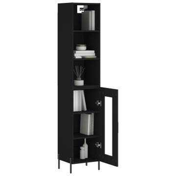 Highboard Black 34.5x34x180 cm - Stylish Engineered Wood Storage