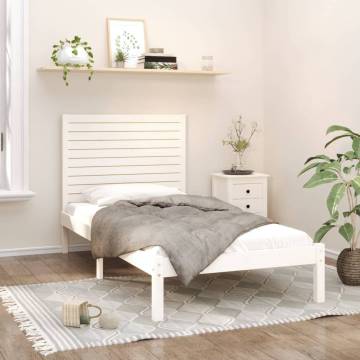 White Solid Wood Bed Frame 90x200 cm | HipoMarket