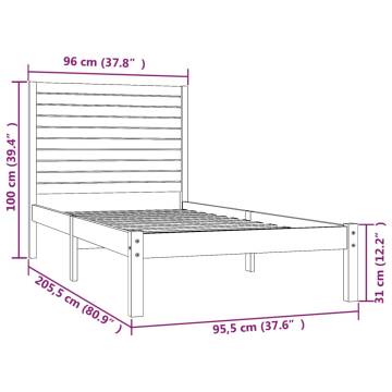 White Solid Wood Bed Frame 90x200 cm | HipoMarket