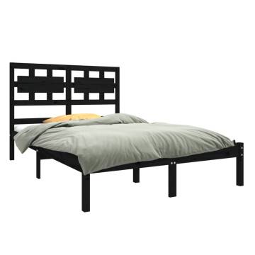 Black Solid Wood Bed Frame 140x190 cm - Stylish & Durable