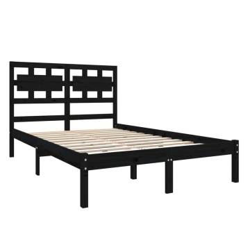 Black Solid Wood Bed Frame 140x190 cm - Stylish & Durable