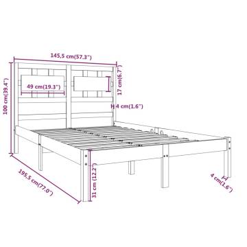 Black Solid Wood Bed Frame 140x190 cm - Stylish & Durable