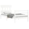 Bed Frame with Headboard White 90x200 cm - Solid Wood | HipoMarket