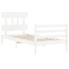 Bed Frame with Headboard White 90x200 cm - Solid Wood | HipoMarket