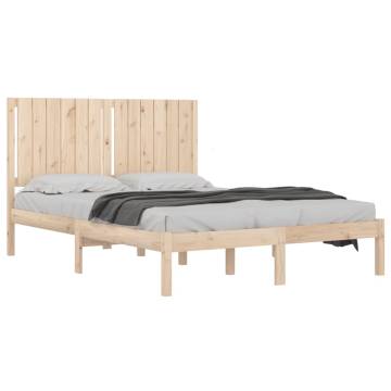 Solid Wood Pine Bed Frame 135x190 cm Double - Modern Style