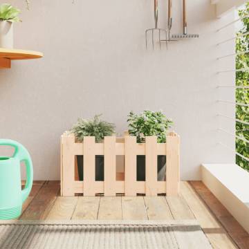 Garden Planter with Fence Design - Solid Pine | HipoMarket