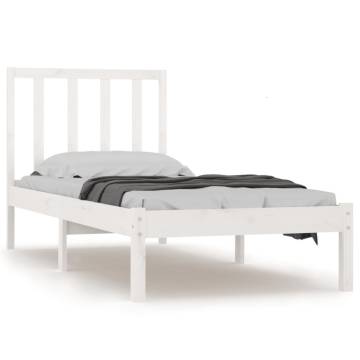 White Solid Wood Pine Bed Frame 90x200 cm - Timeless Design