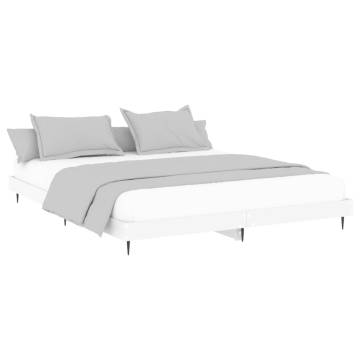 Stylish White Bed Frame 200x200 cm | Durable Engineered Wood