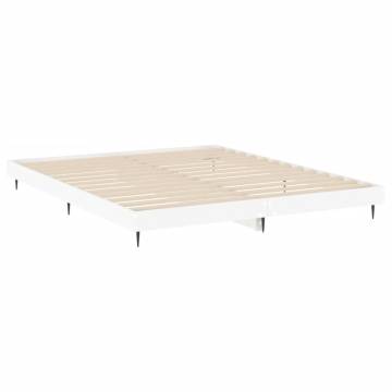 Stylish White Bed Frame 200x200 cm | Durable Engineered Wood