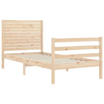 Solid Wood Bed Frame with Headboard 90x200 cm - Hipo Market