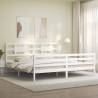 White Super King Size Bed Frame with Headboard | Solid Wood