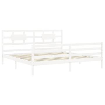 White Super King Size Bed Frame with Headboard | Solid Wood