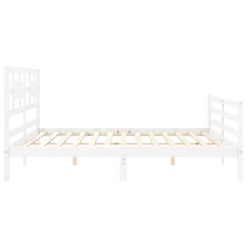 White Super King Size Bed Frame with Headboard | Solid Wood