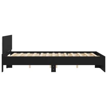 LED Black Bed Frame with Headboard 160x200 cm | Hipomarket