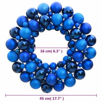 Blue Christmas Wreath - 45 cm Shatterproof Decor | Hipomarket