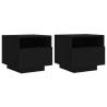 Trendy Black Bedside Cabinets with LED Lights - 2 pcs