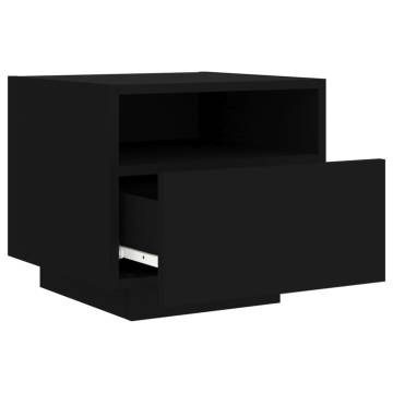 Trendy Black Bedside Cabinets with LED Lights - 2 pcs