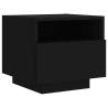 Trendy Black Bedside Cabinets with LED Lights - 2 pcs