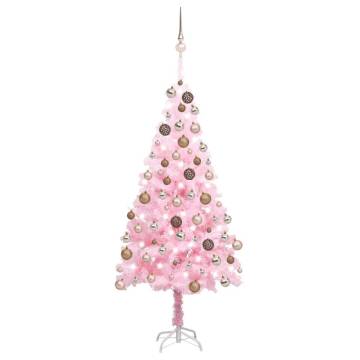 Pre-lit Pink Christmas Tree with Ball Set - 180 cm PVC