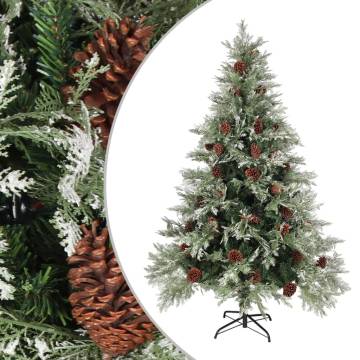 150 cm Christmas Tree with Pine Cones - Green & White