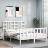 Bed Frame with Headboard White 140x200 cm Solid Wood Colour white Size 140 x 200 cm 