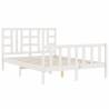 Stylish White Bed Frame with Headboard | 140x200 cm Solid Wood