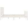 Stylish White Bed Frame with Headboard | 140x200 cm Solid Wood