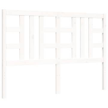 Stylish White Bed Frame with Headboard | 140x200 cm Solid Wood