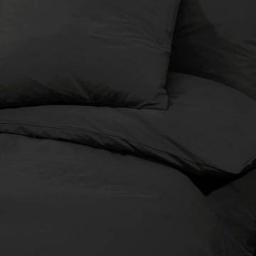 Black Microfiber Duvet Cover Set 140x200 cm - Soft & Elegant