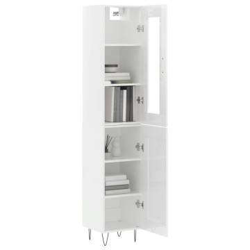 Elegant Highboard High Gloss White - 34.5x34x180 cm