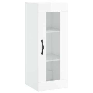 Elegant Highboard High Gloss White - 34.5x34x180 cm