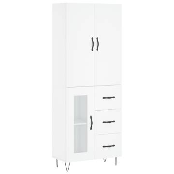 Stylish Highboard in White - 69.5x34x180 cm Engineered Wood