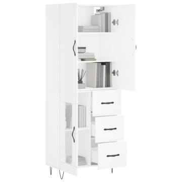 Stylish Highboard in White - 69.5x34x180 cm Engineered Wood