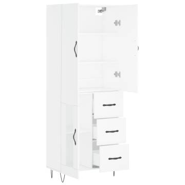 Stylish Highboard in White - 69.5x34x180 cm Engineered Wood