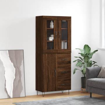 Stylish Highboard Brown Oak - 69.5x34x180 cm | HipoMarket