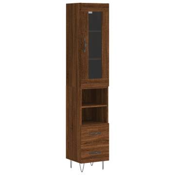 Stylish Highboard Brown Oak - 34.5x34x180 cm Engineered Wood