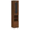 Stylish Highboard Brown Oak - 34.5x34x180 cm Engineered Wood