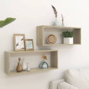 Wall Cube Shelf Set - Sonoma Oak | 2 pcs | 60x15x23 cm