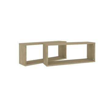 Wall Cube Shelf Set - Sonoma Oak | 2 pcs | 60x15x23 cm