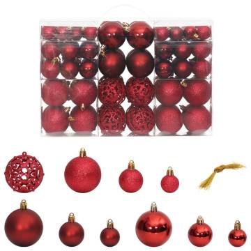 100 Pcs Wine Red Christmas Baubles - Shatterproof Decor