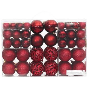 100 Pcs Wine Red Christmas Baubles - Shatterproof Decor