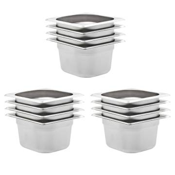 Gastronorm Containers 12 pcs GN 1/6 Stainless Steel - Hipo Market