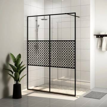 Walk-in Shower Wall 140x195 cm Black - Modern Glass Design