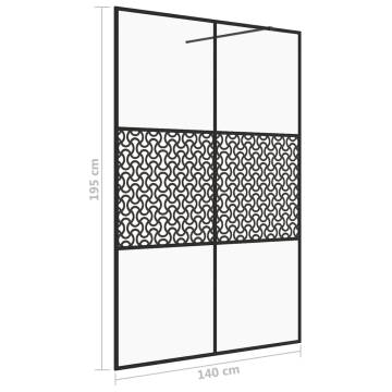 Walk-in Shower Wall 140x195 cm Black - Modern Glass Design